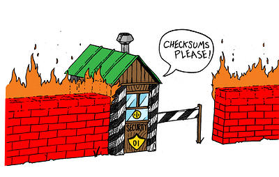 Firewall cartoon color drawing illustration ink