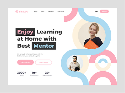 Sinauyu - Hero Section course course landing page course website design e learning education website landing page online course study ui design uiux uiuxdesign web web design