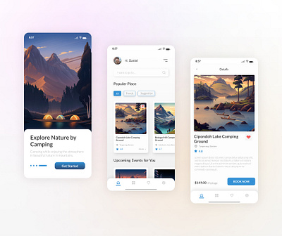 Camping App Design app app ui design figma figma design graphic design ui ui design uidesign uiux web design