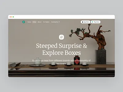 Steeped Tea Boxes - Web Shop box buy commerce ecommerce green hero product shop steeped subscription tea type typography web webdesign website