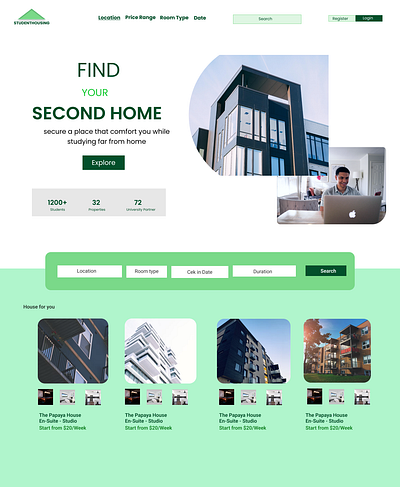 Student Housing design ui website