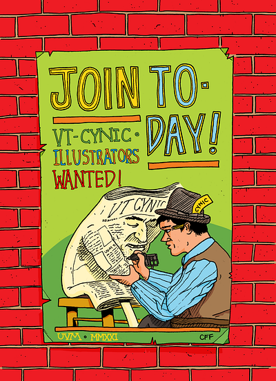 VT Cynic Illustrator Recruitment Poster branding cartoon color design drawing illustration ink