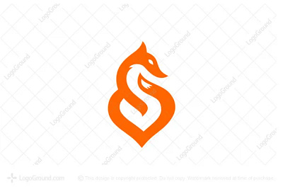 letter S fox logo for sale animal fox letter s logo logoforsale logos orange s spiral