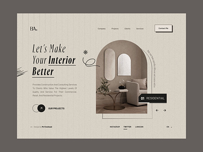 Interior Design Landing Page 🔥🤘 architecture design classic creative design design studio home decor interiors landing landing page trend ui uidesign uiux web web design