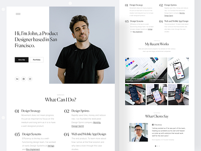 Personal Portfolio Landing Page branding clean design designer freelancer header hero homepage landing page layout minimal minimalist modern personal portfolio product site ui ux web