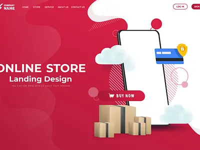 Online Shopping Landing Page design ecommerce illustration landing page template ui vector web design