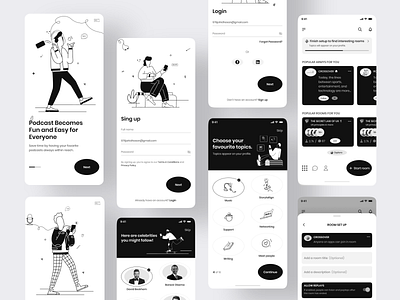 Mobile app: podcast android app app concept design interface ios app live streem mobile mobile app design mobile app screen mobile apps mobile ui mobileappdesign mobileui podcast ui ui design ux uxui