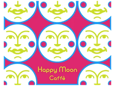 Happy Moon Caffe animation app art brand branding character clean color design flat illustration logo minimal moon type typography ui vector