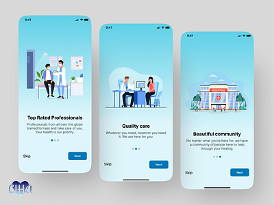 Onboarding Flow for a Medical App - LIHA design health health app illustrations medical app mobile mobile app design mobile ui mobileapp onboarding flow ui walkthrough