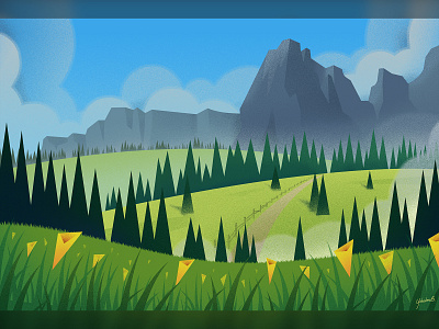 Mountain landscape concept art design illustration illustrator ilustracion landscape montañas mountains paisaje photoshop