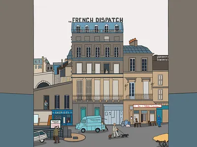 The French Dispatch 2d art design digital art draw drawing french french dispatch illustration illustrator movie procreate