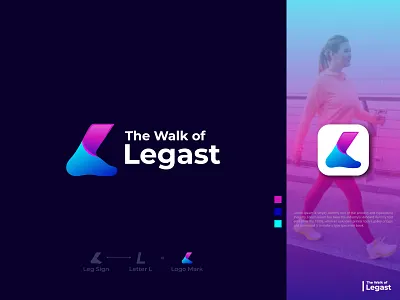 Letter L Modern Logo Design For Legast bipol hossan brand guidelines brand identity brand logo brand style guide business logo creative custom logo exercise leg letter l letter logo logo branding logo design logo maker modern logo unique walking