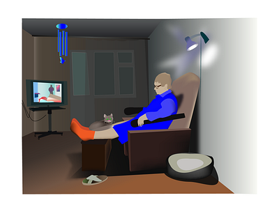 Just an evening cat furniture home furnishings home pet illustration just an evening old girl retired simplicity together