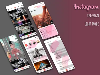 Instagram Redesign Light Mode design figma graphic design illustrator instagram phoneapp redesign ui uiux ux