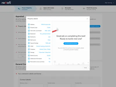 Property details wizard design home journey loan renovation steps ui ux web wizard