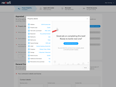 Property details wizard design home journey loan renovation steps ui ux web wizard