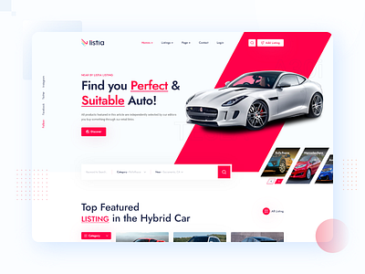 Listia - Car Listing UI Design car listing ui design design graphic design listing website responsive theme ui ui design uiux website design website development wordpress wordpress development