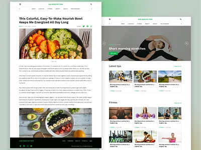 Healthy Blog design fitness food health ui web design