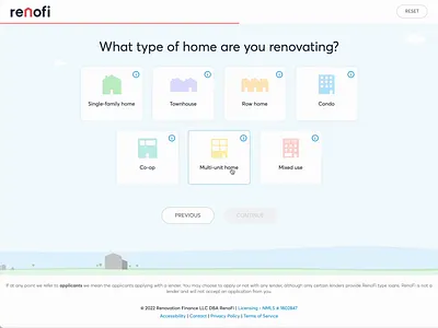 Redesigned funnel, which increased conversion rate by 1.12% design funnel home illustration loan mortgage renovation sales steps ui ux web