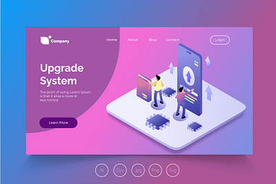 Isometric Landing Page vol.28 app banner concept design development engine isometric landing page management process professional it profit ui ui design ux ux design web development web maintance webapp website