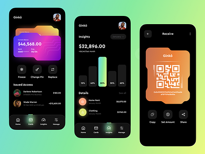 Ginko Banking Wallet App. app app design bank bank app banking banking app finance financial fintech mobile mobile banking money transfer orix pay product design sajon savings transections uiux wallet