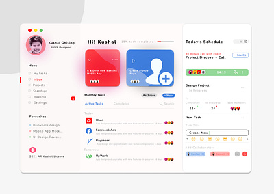 personal time schedule(work schedule) dashboard ui