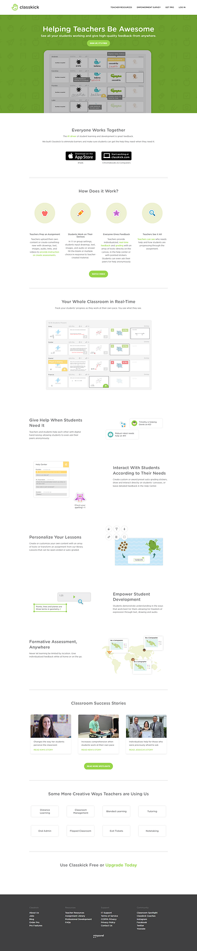 Classkick - Help Squarespace Landing Page design editor x logo squarespace web swatchers