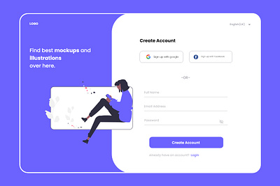 Sign up screen graphic design ui