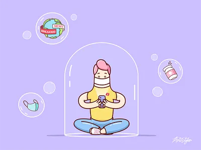 Corona Bubble covid 19 cute illustration mask news vaccine vector world