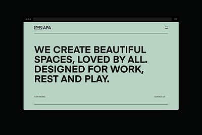 APA - Interior Design Agency Landing Page agency bold typography brutalism clean copywriting creative green homepage interior interiordesign interiordesignagency landingpage minimalism mint playful simple typography ui