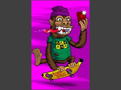 Gorilla on a Skateboard design graphic design illustration vector