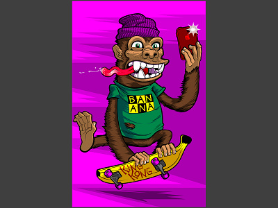 Gorilla on a Skateboard design graphic design illustration vector