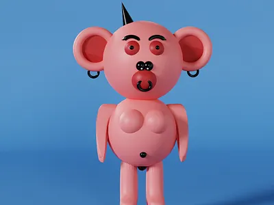 Human Rabbit art 3d blender design illustration modelling