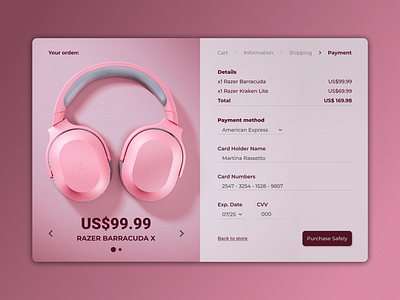 UI Marathon - #13 Challenge app challenge check out daily daily ui design headphones maraton ui mockup pink product razer service design club ui