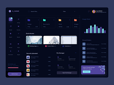 Dashboard for s-cloud strorage cloud dashbaord design figam storage ui