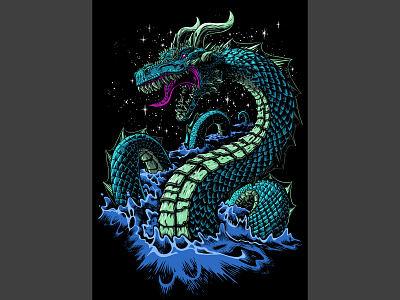 Sea Serpent design dragon graphic design illustration vector