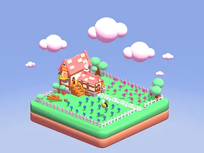 A Garden Of Happiness 3d conceptart game gameart gamedesign graphic design minimalart