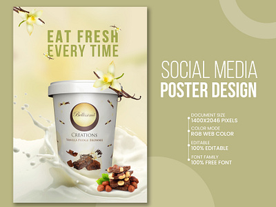 Ice Cream Social Media Poster Design branding design graphic design motion graphics social media banner designer social media banner examples social media banner post social media banner sizes