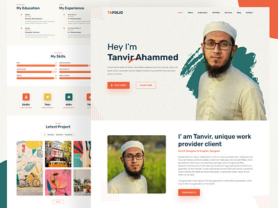Personal Portfolio Landing Page adobe photoshop adobe xd creative design cv figma landing page landing page design personal branding personal identity personal portfolio personal website professional design resume typography ui ux design visual design web design web template web ui website design