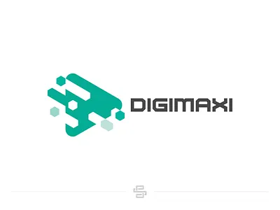 DigiMaxi d design digi digital flat font icon letter letter d lettermark logo logotype minimal network pixels polygon science tech technology vector