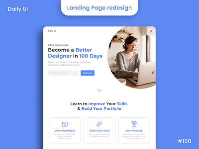 Daily UI Challenge - Redesign Daily UI Landing Page 100 appui complete 100 days challenge daily ui landing page dailyui dailyuichallenge dark theme design landing page light theme newsletter redesign ui uidesign uiux web design website