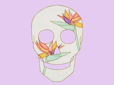 Lost in Paradise adobe birdsofparadise design floral flowers graphic design illustration illustrator mixedmedia photoshop skull