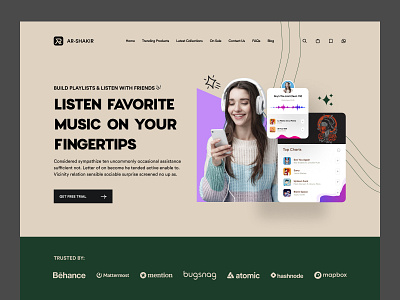 Landing Page Design for Music App app app landing home homepage landing landing page landingpage web website