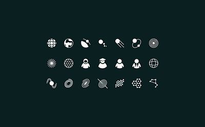 The space icons part art design galactic graphic icons knowledge line logo planet space spaceship star ui