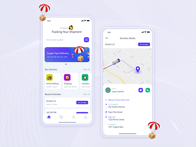 Parcel Tracking App app design illustration mobile parcel traking ui uiux userexperience ux