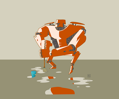 Overqualified Robot design illustration robot vector