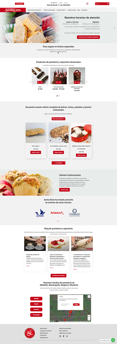 SantaHelena Pastelería - Maquetación Web ecommerce webdesign