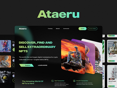 Ataeru art auction bid crypto eth landing page nft ui web web3