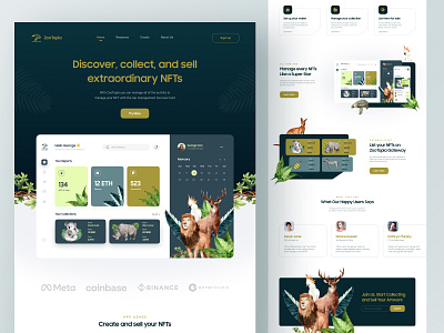 🦜 ZooTopia – NFT Landing Web animal assets collection dashboard dashboard nft illustration landing landing page management app minimalist nft nft app nft landing nft trade nft ui trade trends ui nft website