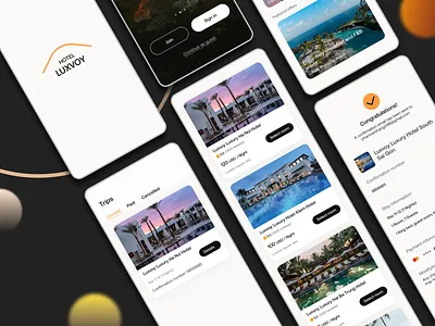 LUXVOY - Hotel Booking App app application booking booking app branding case study hotel hotel booking logo luxury luxvoy mobile app typography ui ui kit ux ux design uxui